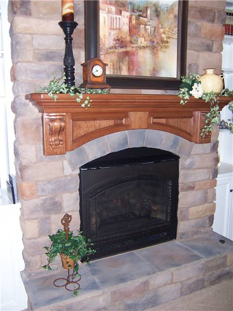 Fireplace mantel - stained hickory